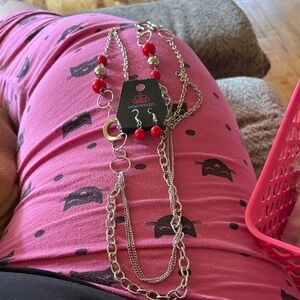 Paparazzi Red and Silver Necklace Set